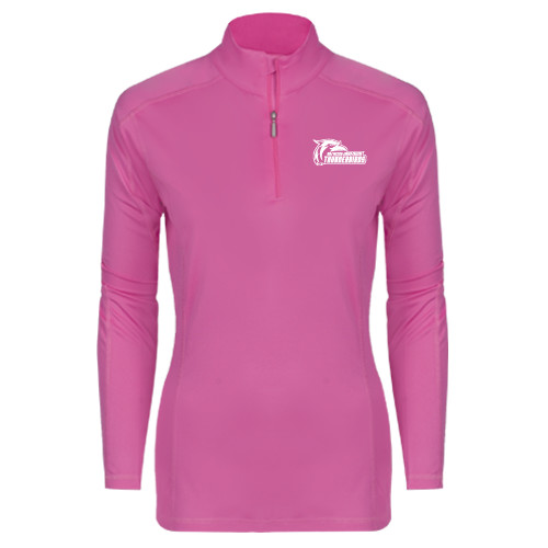  Syntrel Womens Raspberry Interlock 1/4 Zip - Primary Logo