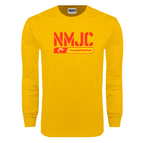  Gold Long Sleeve T Shirt - NMJC Thunderbirds Stencil Bar