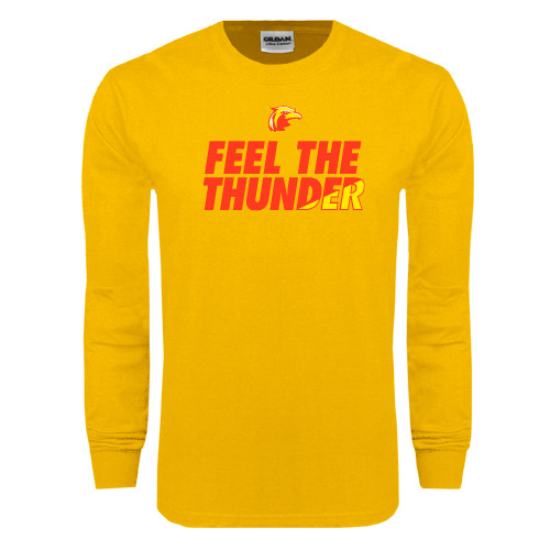  Gold Long Sleeve T Shirt - Feel The Thunder