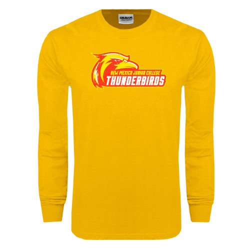  Gold Long Sleeve T Shirt - Primary Logo Distressed