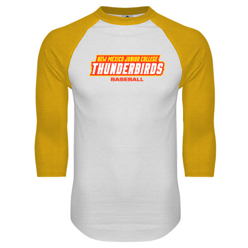  White/Gold Raglan Baseball T Shirt - Baseball