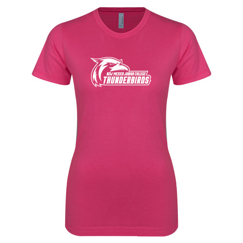  Next Level Womens Fuchsia Boyfriend Tee - Primary Logo