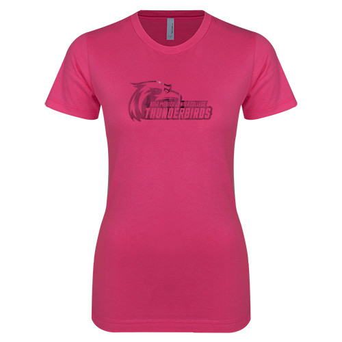  Next Level Womens Fuchsia Boyfriend Tee - Primary Logo Foil