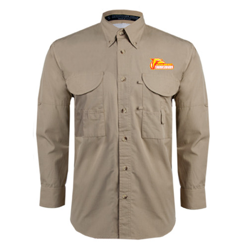  Khaki Fishing Shirt Performance Long Sleeve - Primary Logo