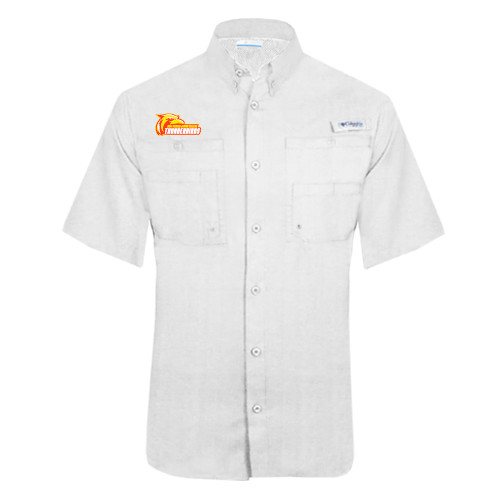  Columbia White Tamiami Performance Short Sleeve Shirt - Primary Logo