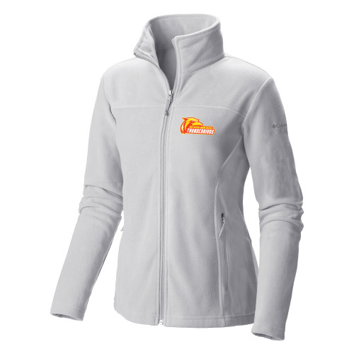  Columbia Womens Full Zip White Fleece Jacket - Primary Logo