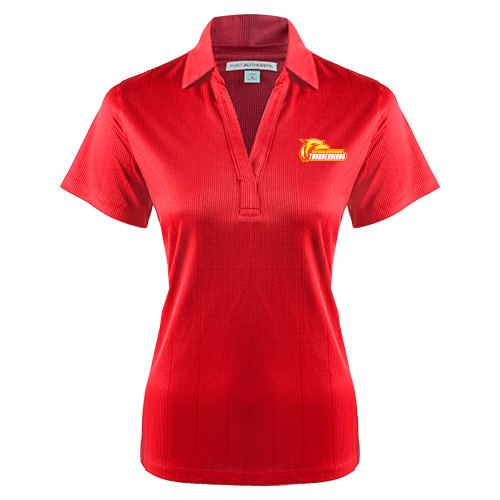  Womens Red Performance Fine Jacquard Polo - Primary Logo