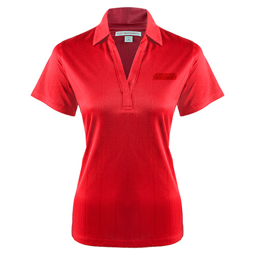  Womens Red Performance Fine Jacquard Polo - Thunderbirds Word Mark