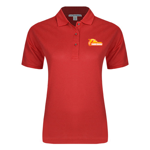  Womens Silk Touch Red Pique Polo - Primary Logo