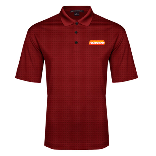  Red Performance Fine Jacquard Polo - Thunderbirds Word Mark