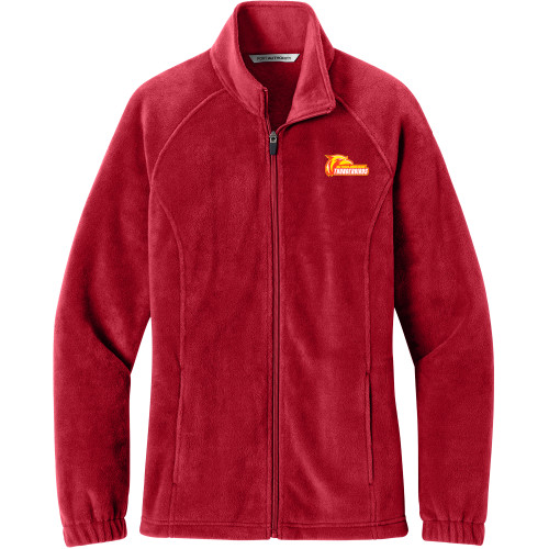  Womens Red Fleece Full Zip Jacket - Primary Logo