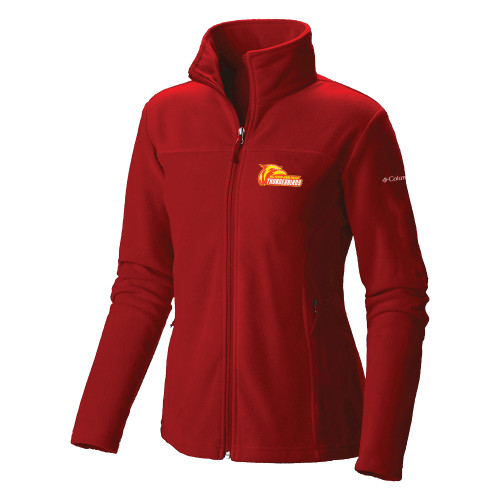 Columbia Womens Red Full Zip Fleece Jacket - Primary Logo