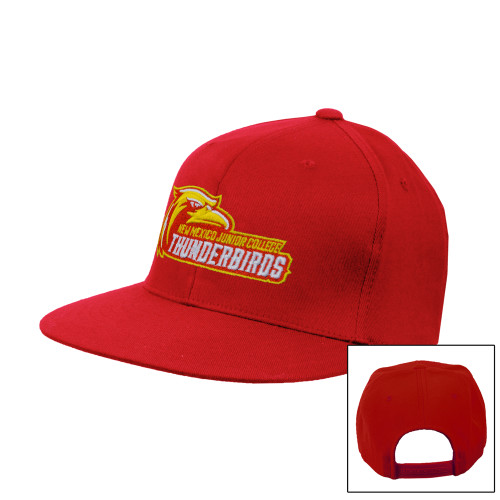  Red Flat Bill Snapback Hat - Primary Logo