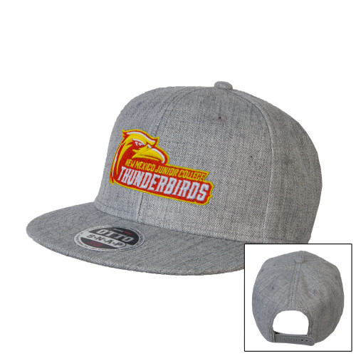  Heather Grey Wool Blend Flat Bill Snapback Hat - Primary Logo