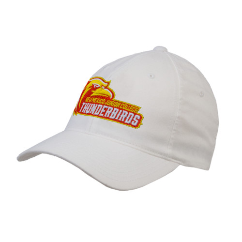  White Flexfit Structured Low Profile Hat - Primary Logo