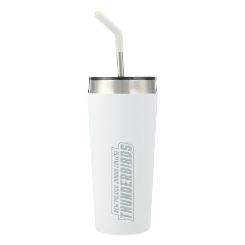  Faye White Vacuum Tumbler w/ Stainless Steel Straw 20 oz - Thunderbirds Word Mark Engraved