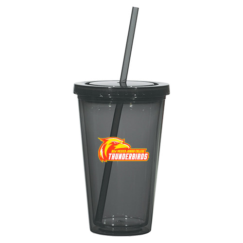  Madison Double Wall Charcoal Tumbler w/Straw 16oz - Primary Logo