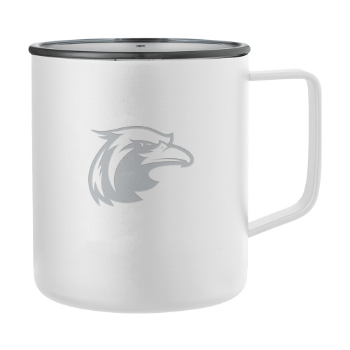  Rover Camp Vacuum Insulated White Mug 14oz - Thunderbird Head Engraved