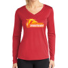 Thumbnail image for  Womens Red Performance Long Sleeve V Neck Shirt