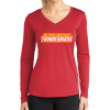 Thumbnail image for  Womens Red Performance Long Sleeve V Neck Shirt