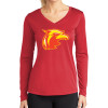 Thumbnail image for  Womens Red Performance Long Sleeve V Neck Shirt