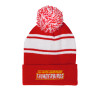 Thumbnail image for  Red/White Two Tone Knit Pom Beanie w/Cuff