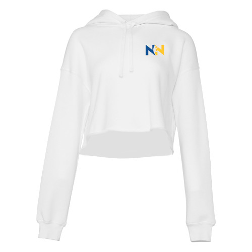  Bella + Canvas Womens White Cropped Fleece Hood - Near North Health Primary Mark