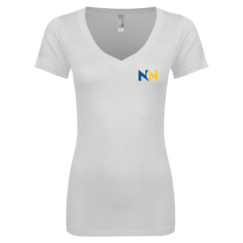  Next Level Womens White Ideal V Tee - Near North Health Primary Mark