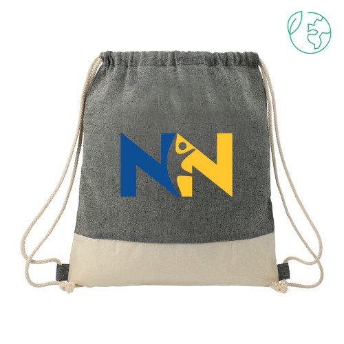  Split Recycled Cotton Natural/Black Drawstring Bag - Near North Health Primary Mark