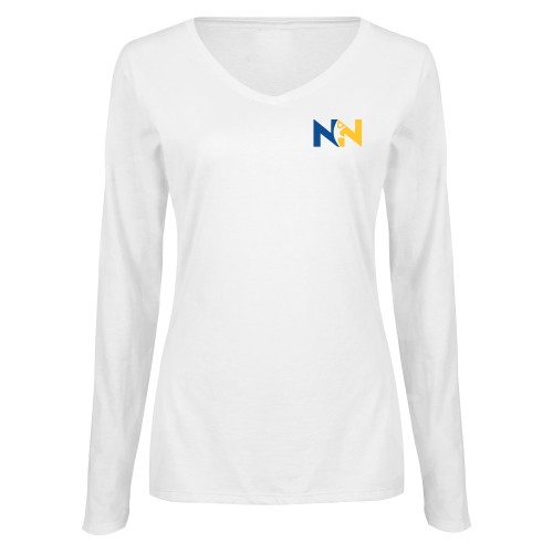  Womens White Long Sleeve V Neck Tee  - Near North Health Primary Mark