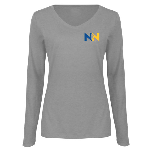  Womens Grey Long Sleeve V Neck Tee  - Near North Health Primary Mark