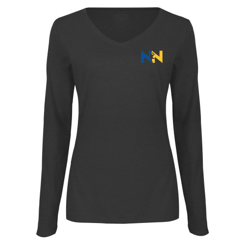  Womens Dark Heather Long Sleeve V Neck Tee  - Near North Health Primary Mark