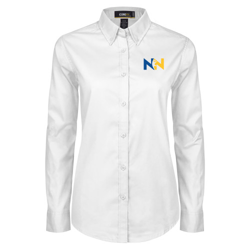  Womens White Twill Button Down Long Sleeve - Near North Health Primary Mark