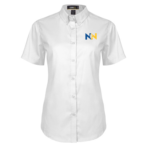  Womens White Twill Button Up Short Sleeve - Near North Health Primary Mark