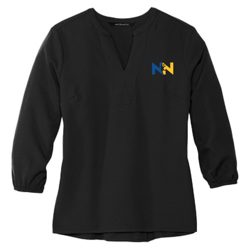  Mercer + Mettle Womens Black 3/4 Sleeve Crepe Blouse - Near North Health Primary Mark