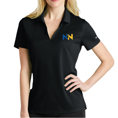  Nike Womens Black Dri Fit Micro Pique Polo - Near North Health Primary Mark
