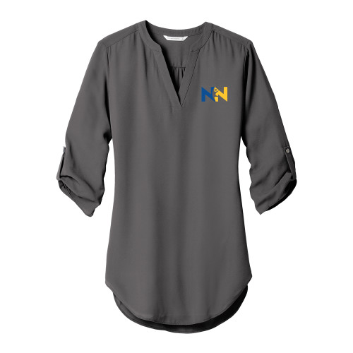  Womens Grey 3/4 Sleeve Tunic Blouse - Near North Health Primary Mark