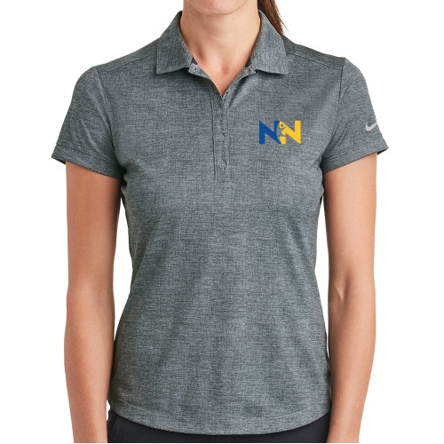  Nike Womens Charcoal Dri Fit Crosshatch Polo - Near North Health Primary Mark