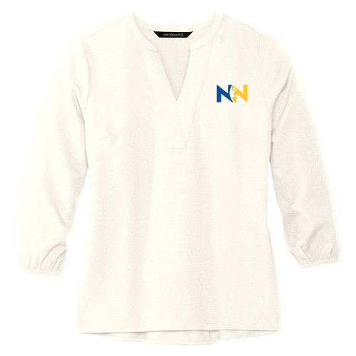  Mercer + Mettle Womens Ivory 3/4 Sleeve Crepe Blouse - Near North Health Primary Mark