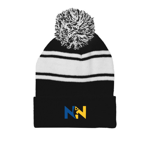  Black/White Two Tone Knit Pom Beanie w/Cuff - Near North Health Primary Mark