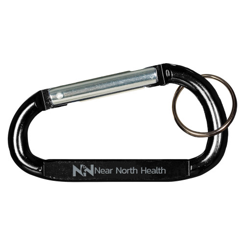  Black Carabiner with Split Ring - Near North Health Flat Engraved