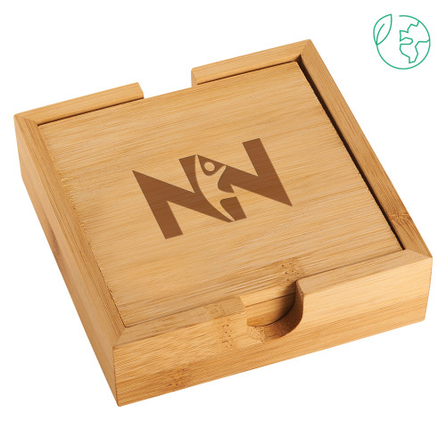  Bamboo Coaster Set - Near North Health Primary Mark Engraved
