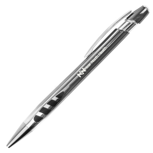  Veneno Metallic Charcoal Pen w/Blue Ink - Near North Health Flat Engraved