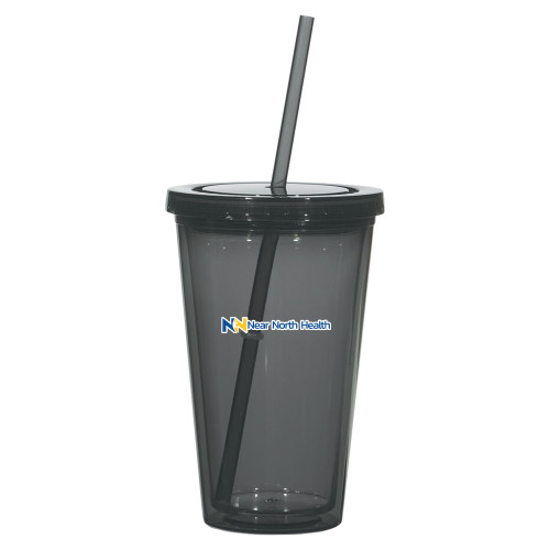  Madison Double Wall Charcoal Tumbler w/Straw 16oz - Near North Health Flat