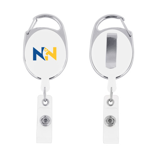  White Oval Retractable Badge Holder w/Clip - Near North Health Primary Mark