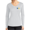 Thumbnail image for  Womens White Performance Long Sleeve V Neck Shirt