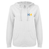 Thumbnail image for  ENZA Womens White V Notch Raw Edge Fleece Hoodie