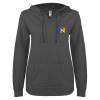 Thumbnail image for  ENZA Womens Dark Heather V Notch Raw Edge Fleece Hoodie