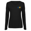 Thumbnail image for  Womens Black Long Sleeve V Neck Tee 