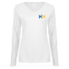 Thumbnail image for  Womens White Long Sleeve V Neck Tee 
